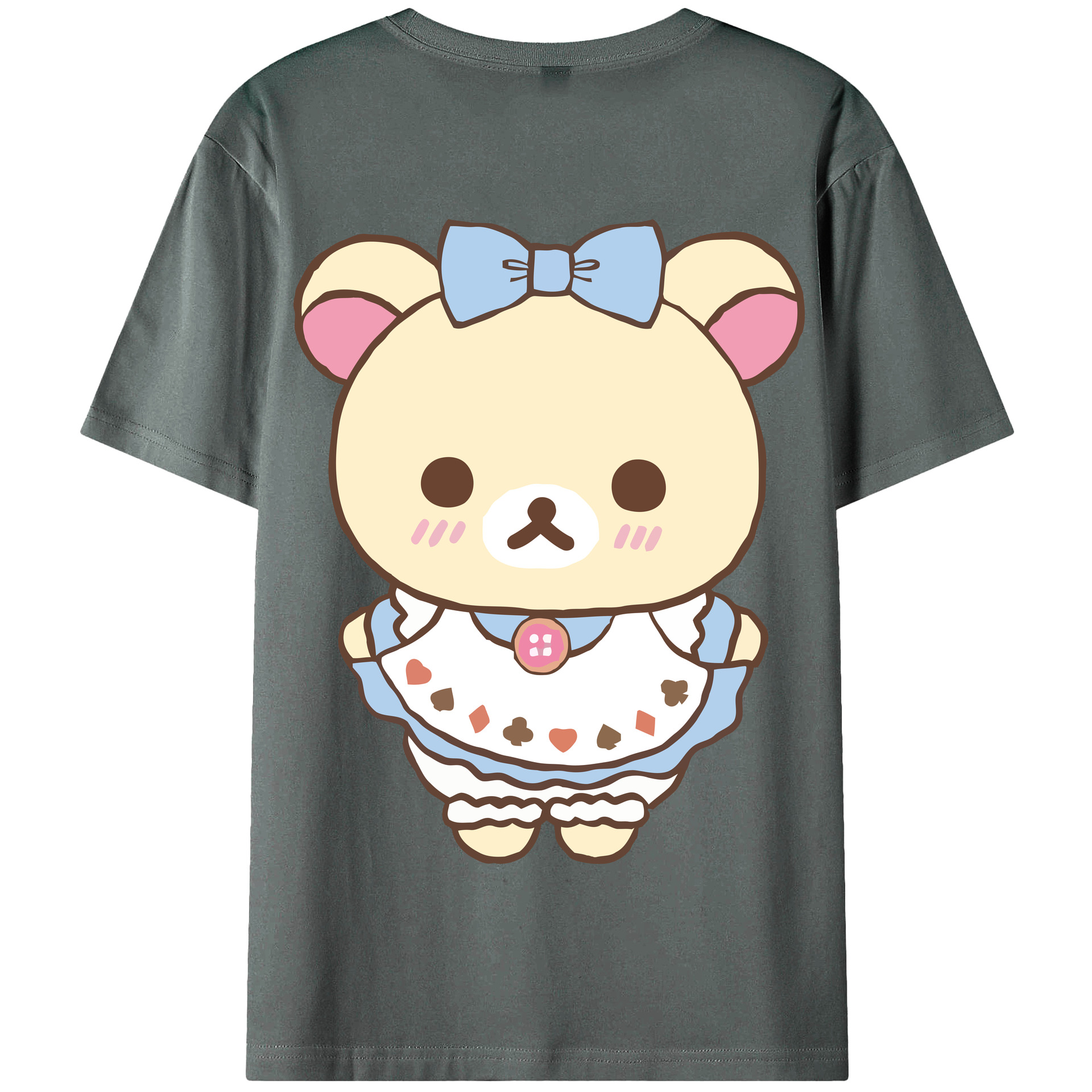 （画像用） リラックマ リラックマ キイロイトリ Rilakkuma Korilakkuma Kiiroitori 綿100％半袖Tシャツ（背面プリント）